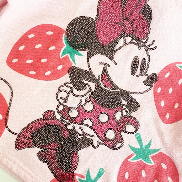 Disney Minnie Mouse Strawberry Sequin Hoodie Sweatshirt Pullover Size 6/6x - Picture 3 of 9